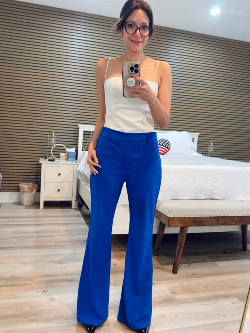 SHEIN Electric Blue High-Rise Wide-Leg Pants